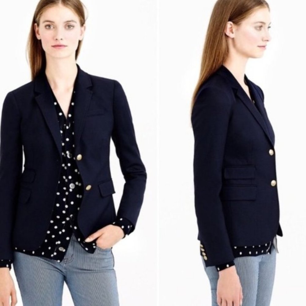 J. Crew Schoolboy Blazer Navy Wool SPANDEX Blend
